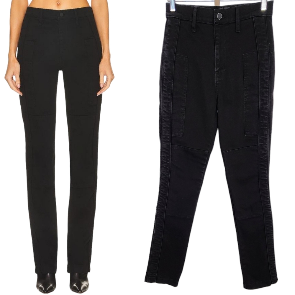 RtA Malka High Rise Straight Leg Jean Utility Details Aged Black 26 - Picture 1 of 16